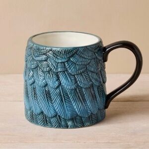 John Derian Stoneare Feather Mug Blue 15 oz